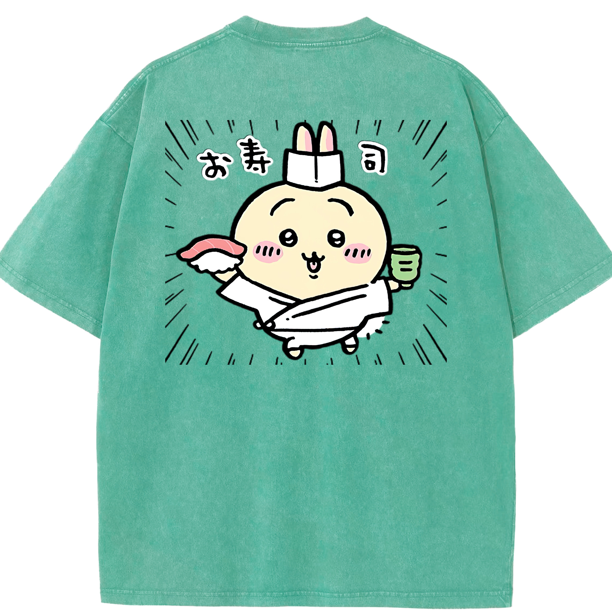 （画像用） ちいかわ うさぎ Chii-kawa usagi 綿100% ヴィンテージ風 半袖Tシャツ（背面プリント）